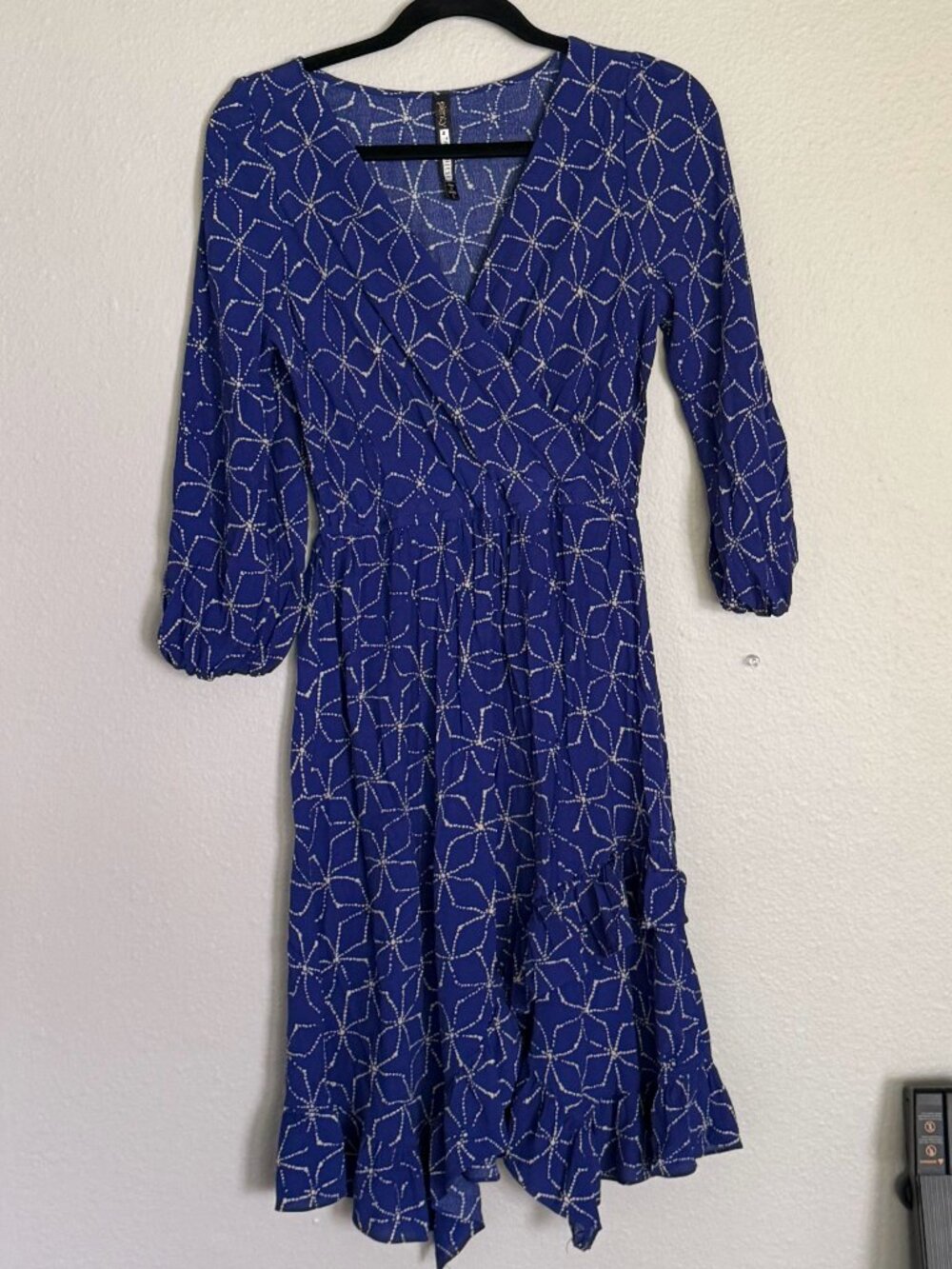 Anthropologie Plenty by Tracy Reese Aleah Faux Wrap Blue Midi Dress Size Small